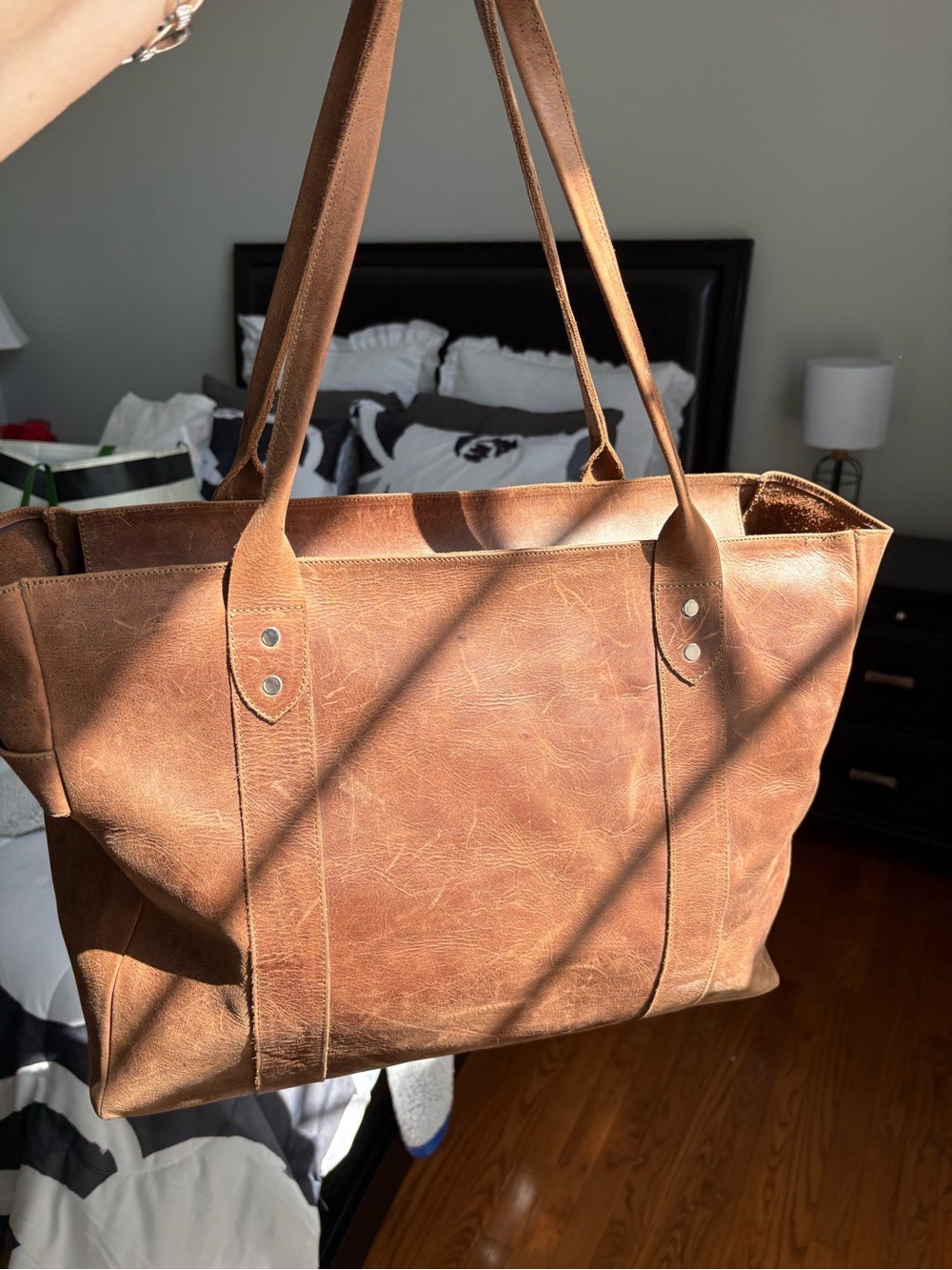 Artisan Leather Tote Bag Antigua Guatemala Marc Jacobs Style Handcrafted Tan
